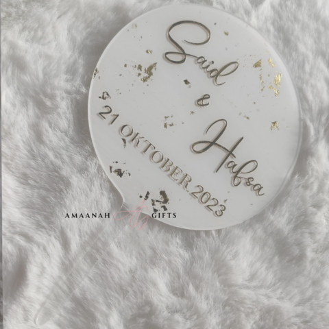 Taart topper met namen en datum voor bruiloft of verloving taart decoratie