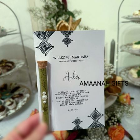 Henna tafelkaarten met henna buisje