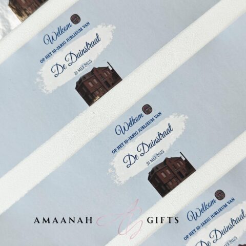 Gepersonaliseerde waterlabels met logo voor jubileum en bedrijfsevenement